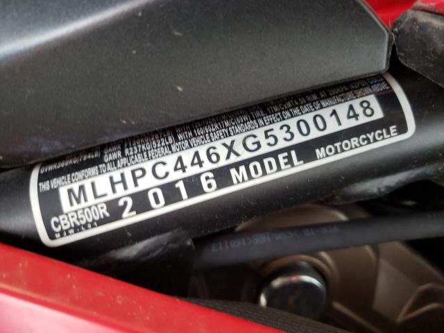 2016 HONDA CBR500R MLHPC446XG5300148