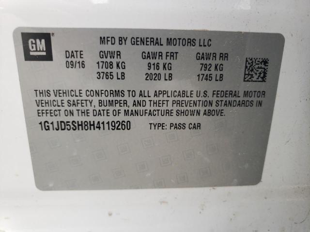 2017 CHEVROLET SONIC LT 1G1JD5SH8H4119260