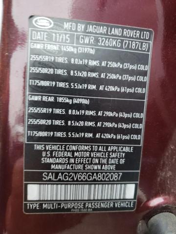 2016 LAND ROVER LR4 - SALAG2V66GA802087
