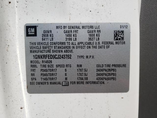 1GNKRFED9CJ243762 Chevrolet Traverse L 2012. Фото: 9