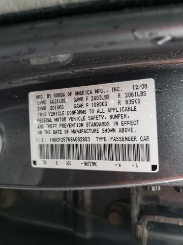 1HGCP25769A082903 Honda Accord Ex 2009. Фото: 9