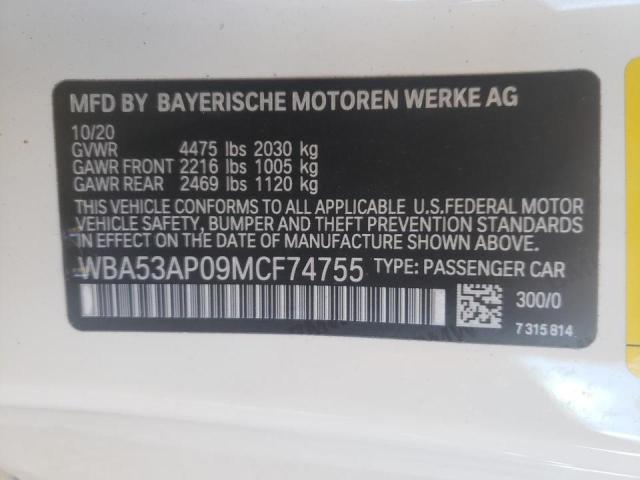 2021 BMW 430I WBA53AP09MCF74755