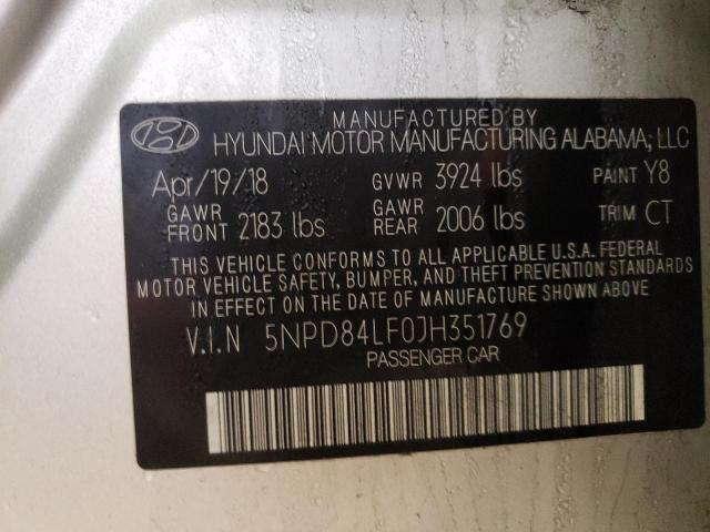 5NPD84LF0JH351769 Hyundai Elantra Se 2018. Фото: 9
