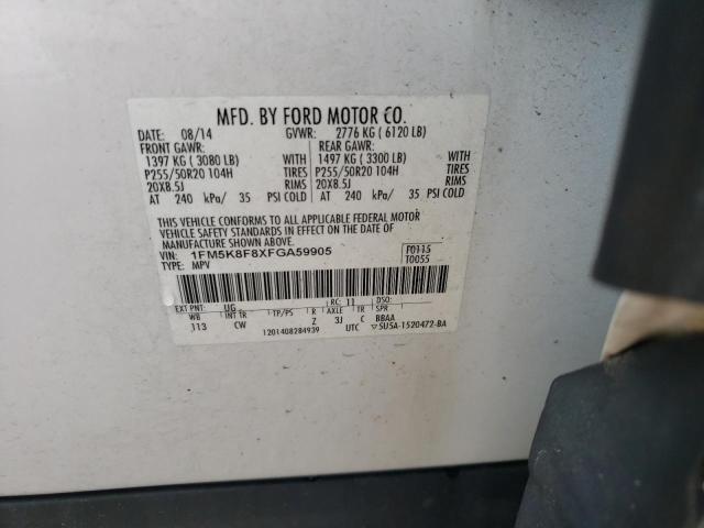 1FM5K8F8XFGA59905 Ford Explorer L 2015. Фото: 9