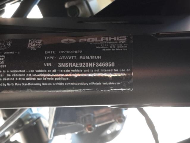 2022 POLARIS RZR 3NSRAE923NF346850