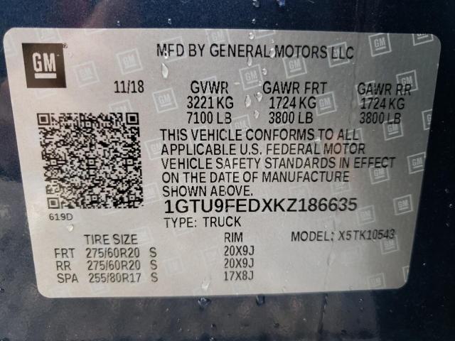 2019 GMC SIERRA K15 1GTU9FEDXKZ186635