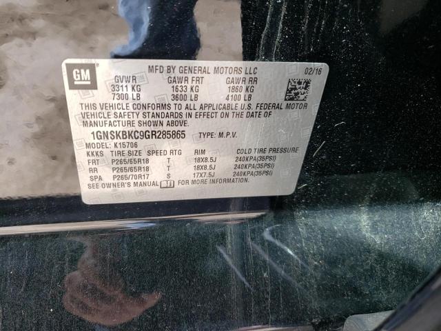 2016 CHEVROLET TAHOE K150 1GNSKBKC9GR285865