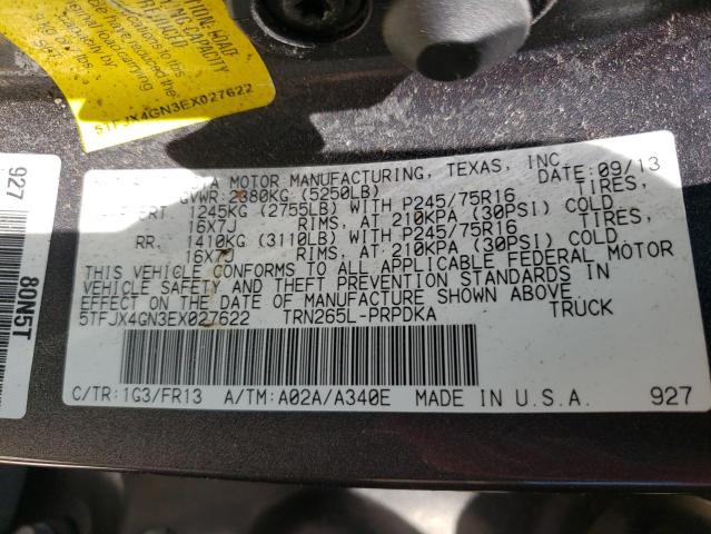 5TFJX4GN3EX027622 Toyota Tacoma Dou 2014. Фото: 9