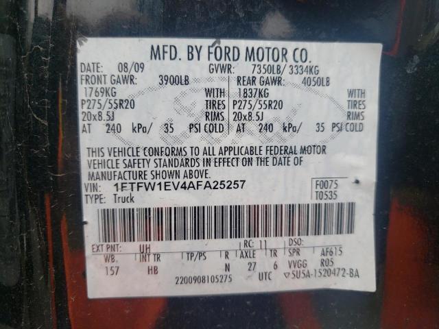 1FTFW1EV4AFA25257 Ford F150 Super 2010. Фото: 9