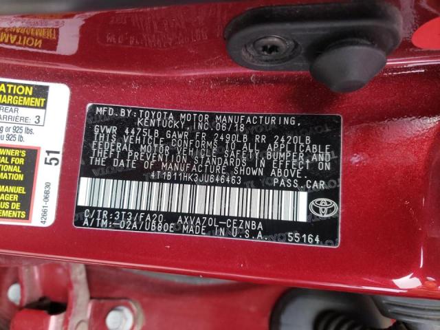 2018 TOYOTA CAMRY L 4T1B11HK3JU646463