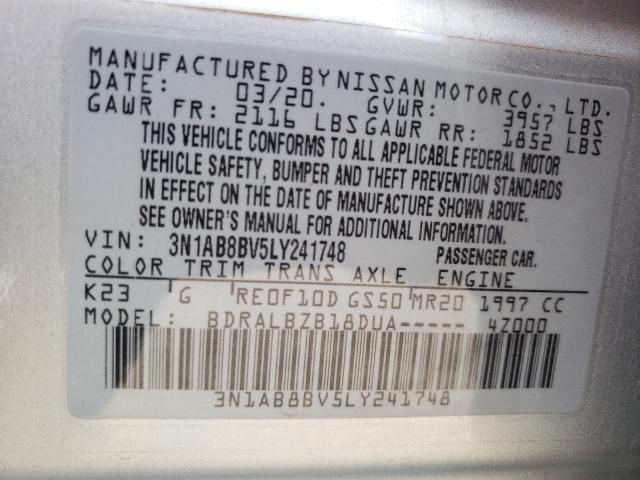 3N1AB8BV5LY241748 Nissan Sentra S 2020. Фото: 9