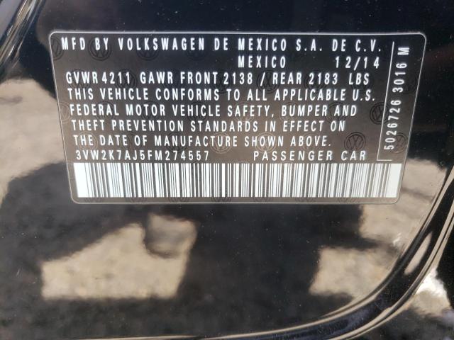3VW2K7AJ5FM274557 Volkswagen Jetta Base 2015. Фото: 9