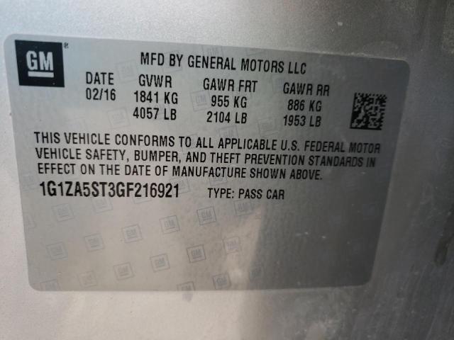 2016 CHEVROLET MALIBU L 1G1ZA5ST3GF216921
