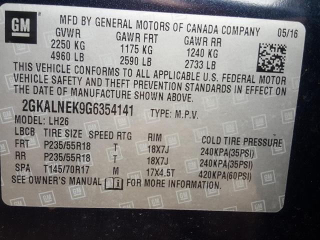 2016 GMC TERRAIN SL 2GKALNEK9G6354141