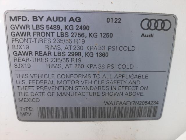 2022 AUDI Q5 WA1FAAFY7N2054234
