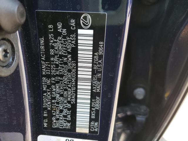 2021 LEXUS ES 250 BAS 58AD11D14MU006281