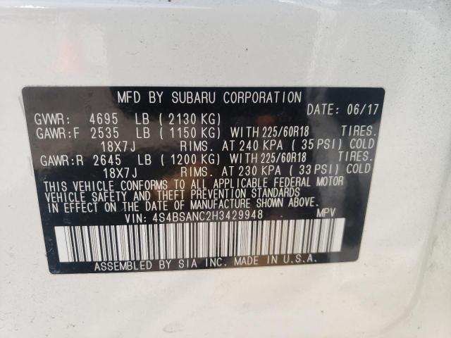 4S4BSANC2H3429948 Subaru Outback 2. 2017. Фото: 9