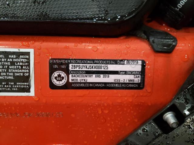2019 SKI DOO SNOWBMOBIL 2BPSUYKJ5KV000125