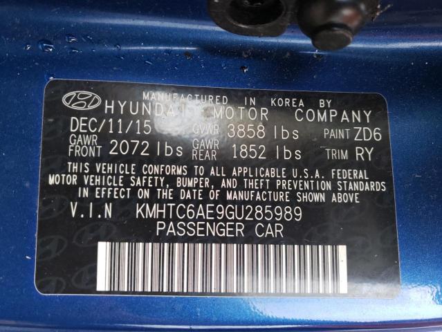2016 HYUNDAI VELOSTER T KMHTC6AE9GU285989