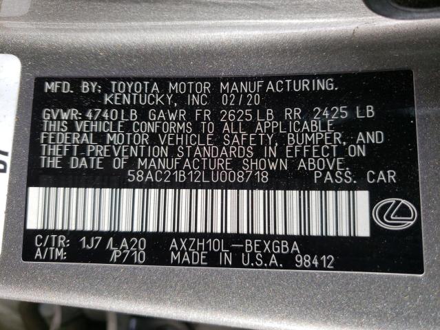 2020 LEXUS ES 300H BA 58AC21B12LU008718