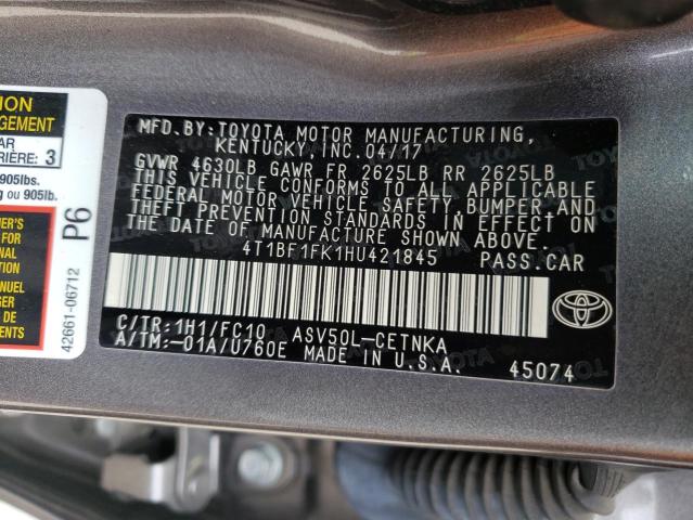 4T1BF1FK1HU421845 Toyota Camry Le 2017. Фото: 9