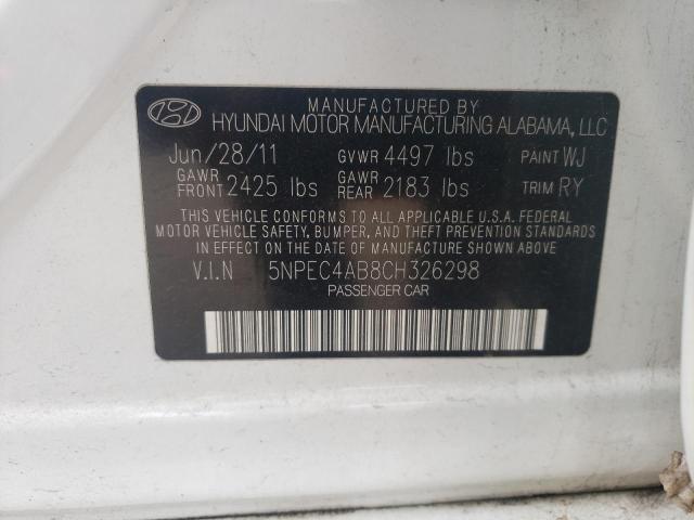 5NPEC4AB8CH326298 Hyundai Sonata Se 2012. Фото: 9