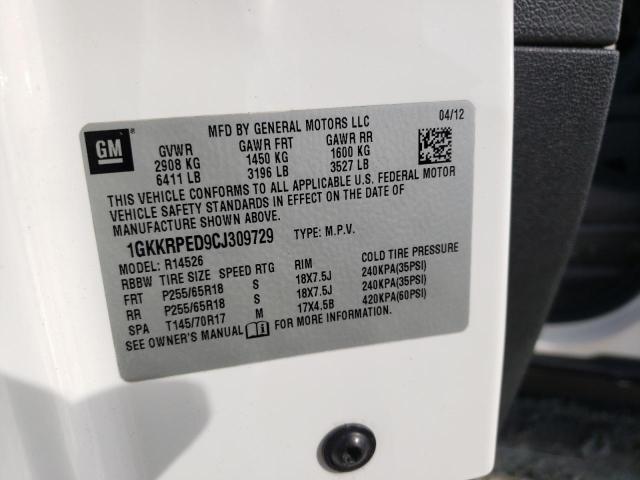 1GKKRPED9CJ309729 Gmc Acadia Sle 2012. Фото: 9