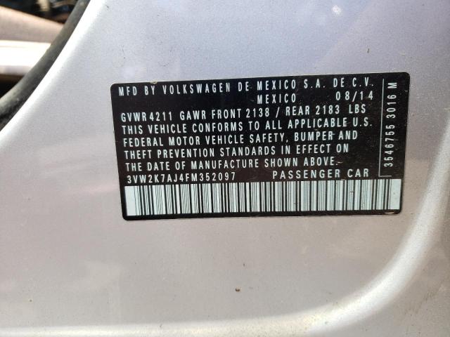 3VW2K7AJ4FM352097 Volkswagen Jetta Base 2015. Фото: 9