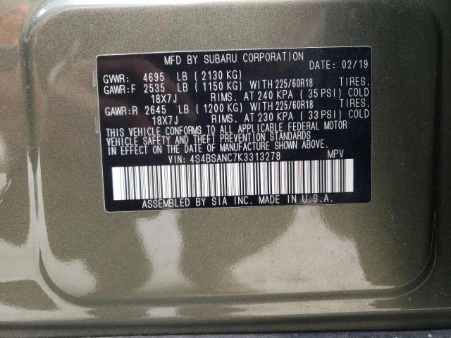 2019 SUBARU OUTBACK 2. 4S4BSANC7K3313278