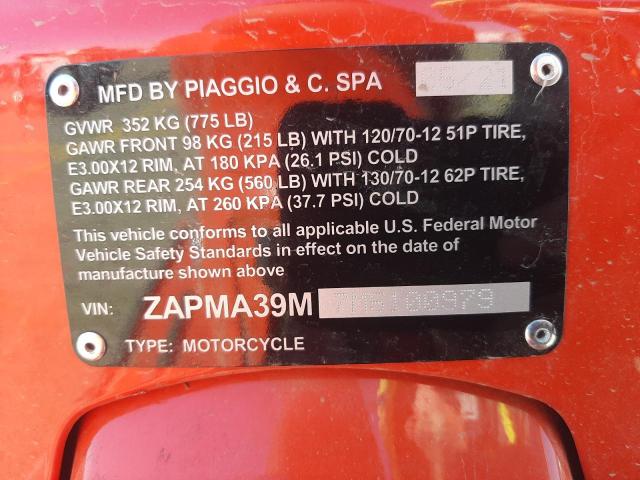 2021 VESPA GTS 300 SU ZAPMA39M7M5100979