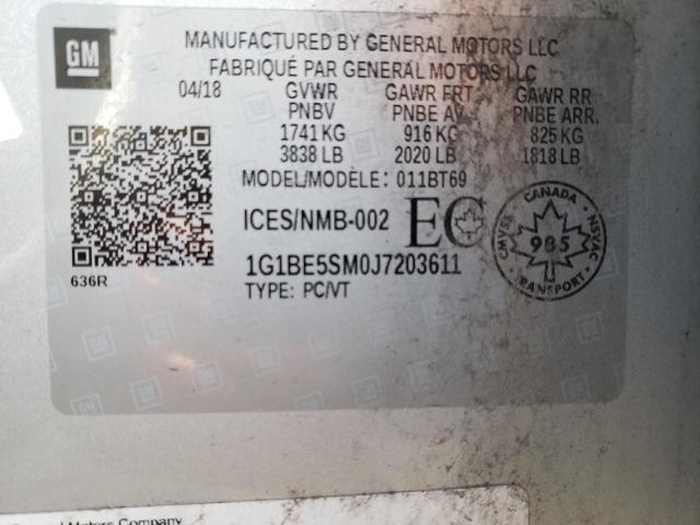 1G1BE5SM0J7203611 Chevrolet Cruze Lt 2018. Фото: 9