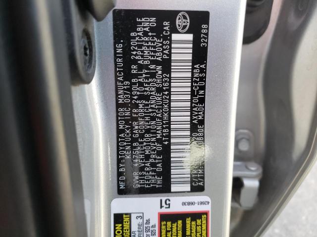 2019 TOYOTA CAMRY L 4T1B11HK0KU241632