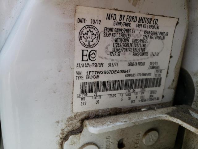 1FT7W2B67DEA00547 Ford F250 Super 2013. Фото: 9