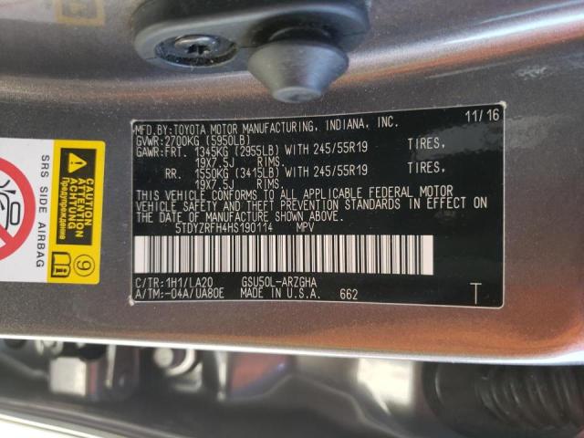 2017 TOYOTA HIGHLANDER 5TDYZRFH4HS190114