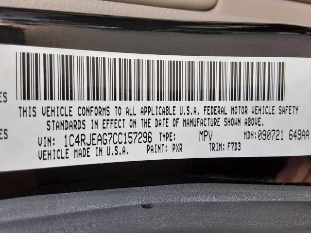 1C4RJEAG7CC157296 Jeep Grand Cher 2012. Фото: 9