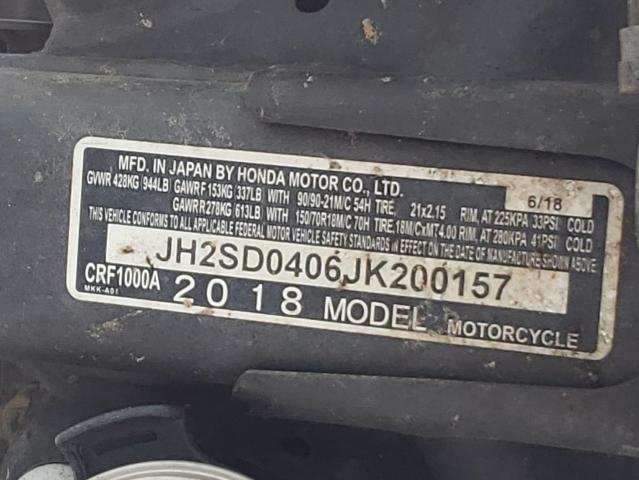 2018 HONDA CRF1000 A JH2SD0406JK200157