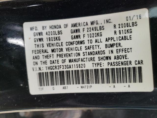 1HGCR2F33GA115620 Honda Accord Lx 2016. Фото: 9