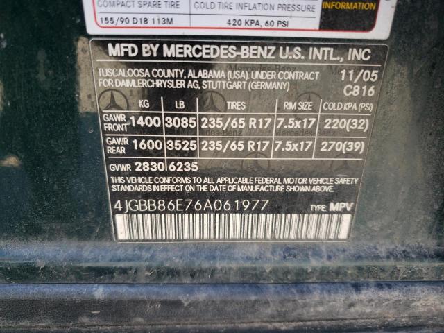 4JGBB86E76A061977 Mercedes-Benz Ml 350 2006. Фото: 9