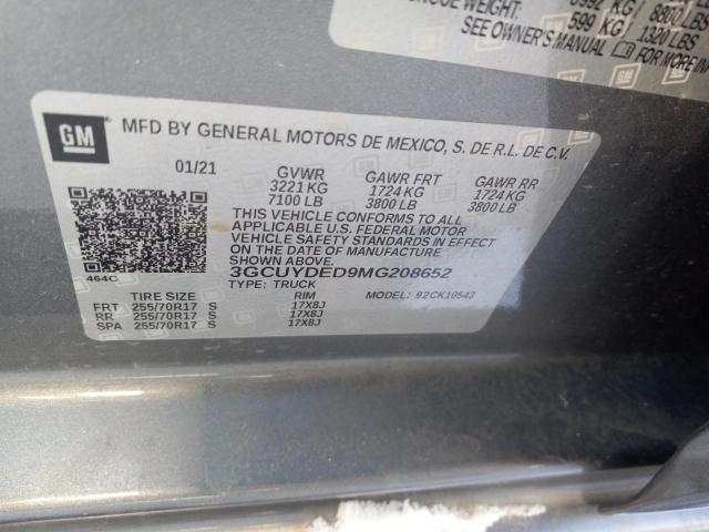3GCUYDED9MG208652 Chevrolet Silverado 2021. Фото: 9