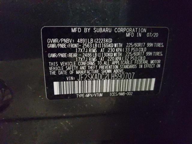 2020 SUBARU FORESTER JF2SKADC2LH590707