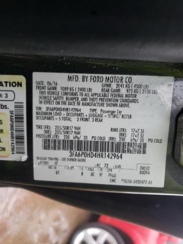 2017 FORD FUSION SE 3FA6P0HD4HR142964