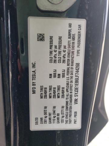 2020 TESLA MODEL 3 5YJ3E1EB6LF744268
