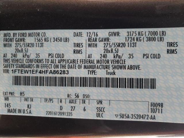 2017 FORD F150 SUPER 1FTEW1EF4HFA86283
