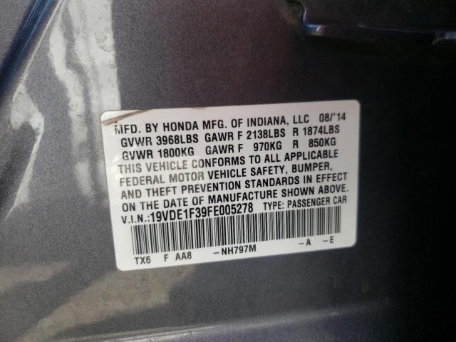 2015 ACURA ILX 20 19VDE1F39FE005278