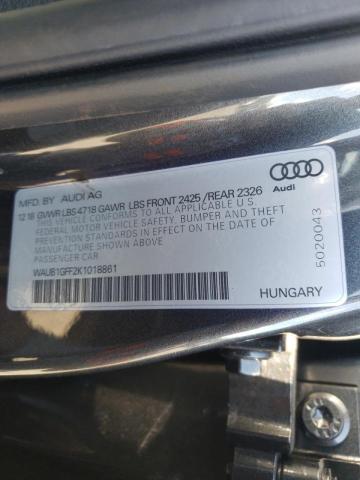 2019 AUDI S3 PREMIUM WAUB1GFF2K1018861