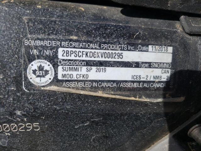 2019 SKI DOO SUMMIT 2BPSCFKD6KV000295