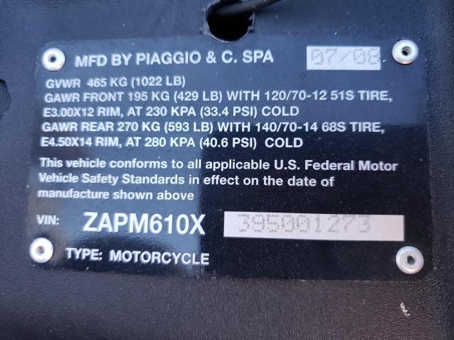2009 PIAGGIO MP3 500 ZAPM610X395001273