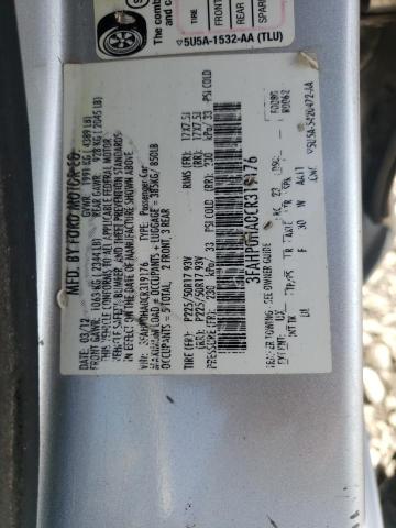 3FAHP0HA0CR319176 Ford Fusion Se 2012. Фото: 9