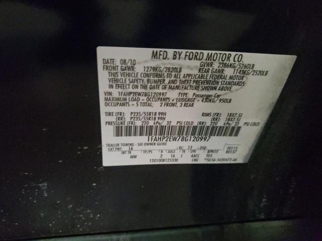 1FAHP2EW7BG120997 Ford Taurus Sel 2011. Фото: 9