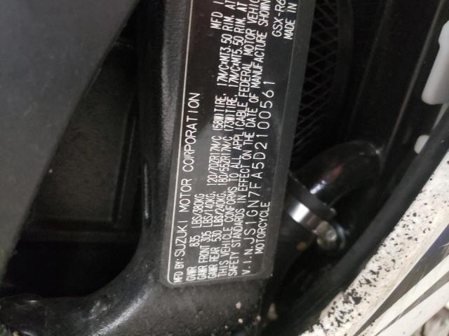 2013 SUZUKI GSX-R600 JS1GN7FA5D2100561